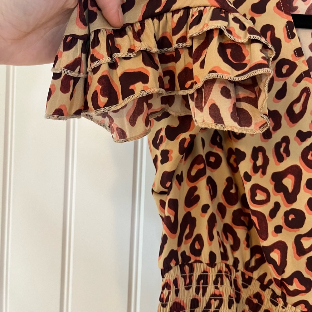 Scotch and Soda Aloha Hula Top Size Small Leopard Blouse Peplum - Picture 3 of 6